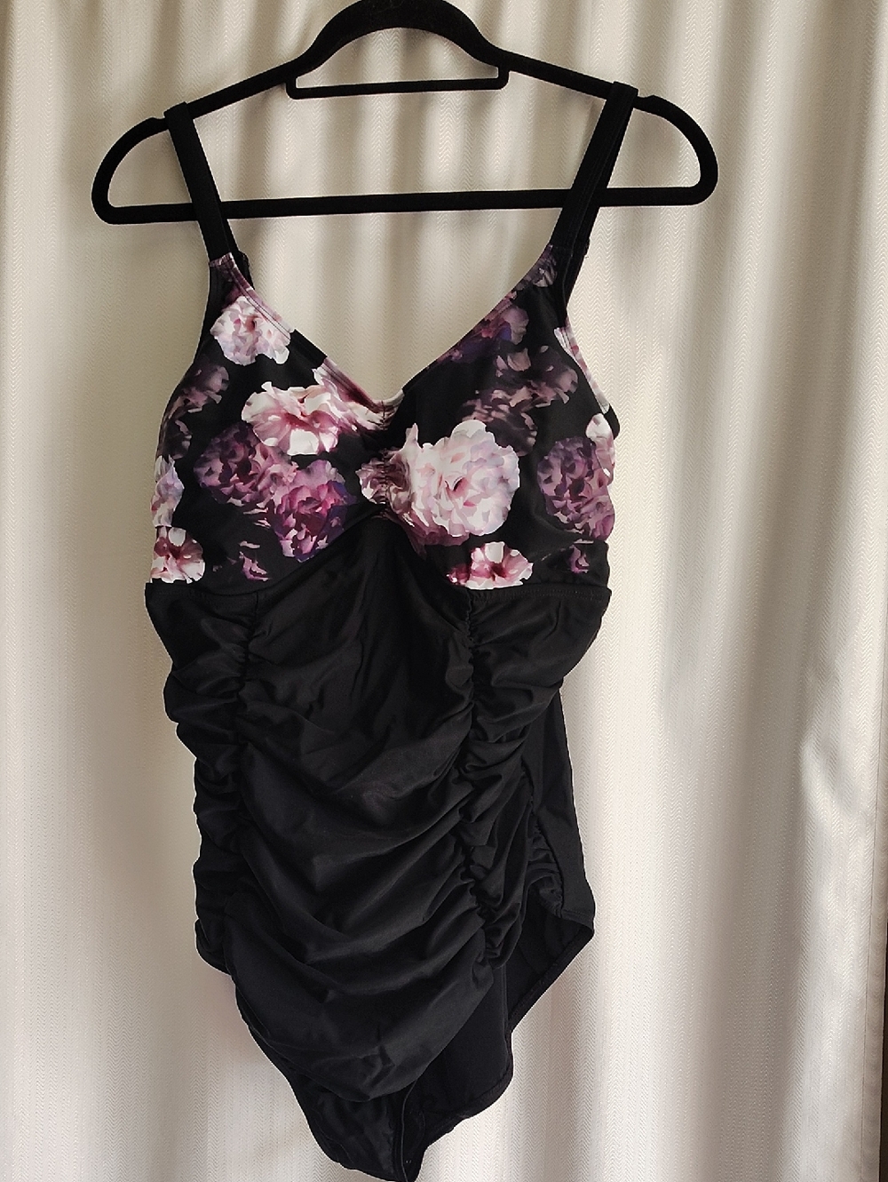 torrid Black One-Piece Swimsuit with Purple & White Floral Bust